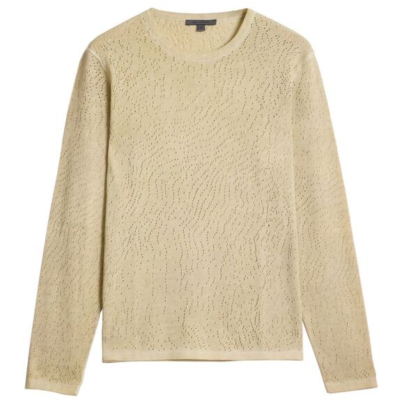 John Varvatos Mens Camden Crewneck Sweater Small Sand - NWT $228